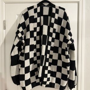 Black and White Checkered Cardigan